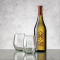 Chardonnay Wine & 4 Stanford Wine Glass Gift Set (Deep Etch 1 Color)